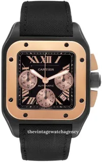 Cartier Santos W2020004 55mm Rose gold Black