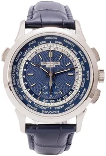 Patek Philippe World Time Chronograph 5930G-010 39mm White gold Blue