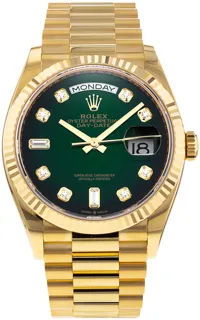 Rolex Day-Date 36 128238 36mm Yellow gold Green