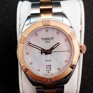 Tissot PR 100 T101.910.22.116.00 36mm Rose gold and Stainless steel White