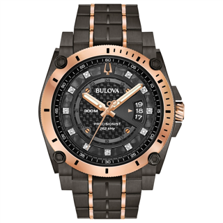 Bulova Precisionist 98D149 Rose gold and Stainless steel black