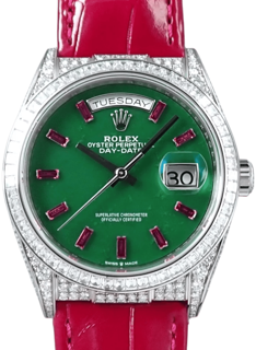 Rolex Oyster Perpetual Day-Date 128459TBR 36mm White gold Green