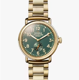 Shinola Runwell S0120291084 41mm Stainless steel$PVD gold plating Deep teal