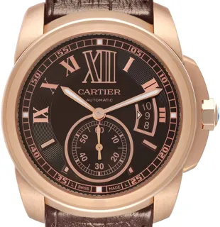 Cartier Calibre Rose Gold Brown Dial Automatic Mens Watch W7100007 Rose gold brown