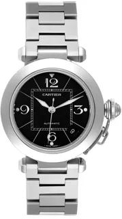 Cartier Pasha C Medium Black Dial Steel Ladies Watch W31076M7 Stainless steel Black