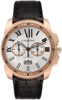 Cartier Calibre Silver Dial Rose Gold Chronograph W7100044 Rose gold Silver