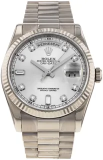 Rolex Day-Date 36 118239 White gold Silver$Diamond