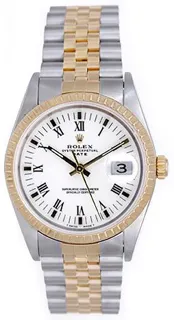 Rolex Oyster Perpetual Date 15223 Stainless steel and 18k yellow gold White