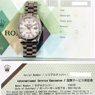 Rolex Day-Date 36 118239 36mm White gold Silver