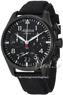 Alpina Startimer AL-372B4FBS6 44mm Stainless steel Black