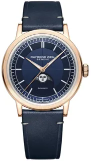 Raymond Weil Millesime 39.5mm Rose gold and Stainless steel and PVD blue