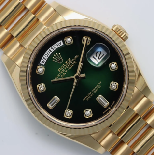 Rolex Day-Date 128238-0069 36mm Yellow gold Green