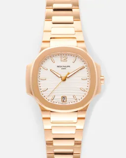 Patek Philippe Nautilus 7118/1R-001 35mm Rose gold white$grey striped