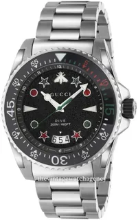 Gucci Dive YA136221 brushed/polished steel Black