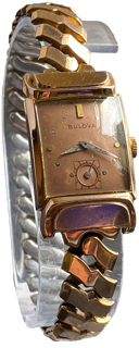 Bulova Squadron Gents Dress Watch 14K Rose Gold Filled Pink