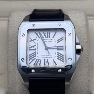 Cartier Santos 100 W20126X8 20126mm Steel White