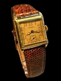 Gruen Gents Deco Style Dress Watch 10k Gold Filled