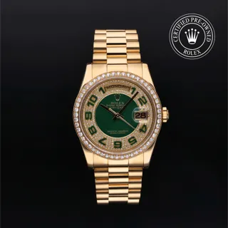 Rolex Day-Date 36 118348 36mm Yellow gold Green