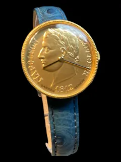 Sarcar Napoleon Coin Ladies Dress Watch Gold Plated$Steel Back