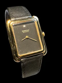 Sarcar Gents Dress Watch gold Plated$Steel back Black