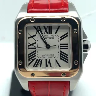 Cartier Santos 100 2878 33mm Gold/Steel White