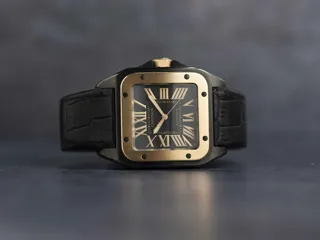 Cartier Santos W2020009 Rose gold and Stainless steel Black