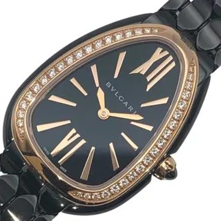 Bulgari Serpenti 103706 25mm Rose gold and Stainless steel Black