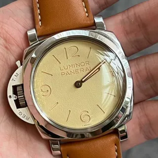 Panerai Luminor 1950 PAM01075 47mm Stainless steel Beige