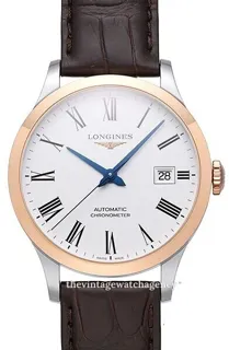 Longines Record L28205112 38.5mm Rose gold and Stainless steel White