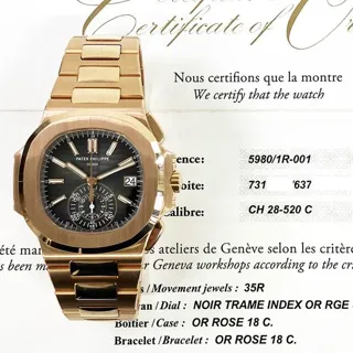 Patek Philippe Nautilus 5980/1R-001 40.5mm Rose gold Black