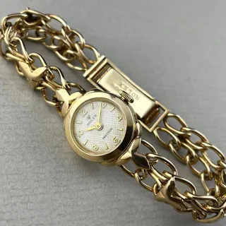 Rolex Precision RARE    'S   GOLD   DIAL 17mm Yellow gold Rare Vintage Antique Ladies Women's Cocktail Solid Gold Bracelet Honeycomb Dial test (Arabic Dial)