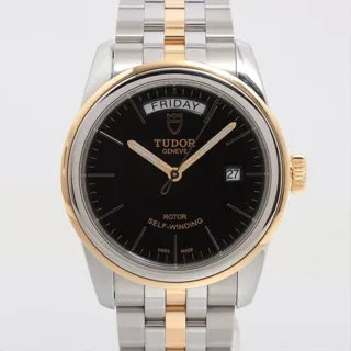 Tudor Glamour Date-Day 56003 39mm Yellow gold and Stainless steel Black