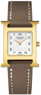 Hermès Heure H Small Model W055422WW00 Stainless steel and Gold-plated White