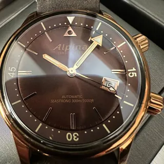 Alpina Seastrong AL-525BR4H4 42mm Rose gold Brown