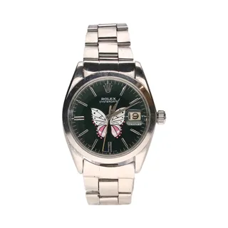 Rolex Oyster Date 37mm Green and Pink and White