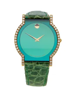 Movado Museum 33mm 18ct Gold Green