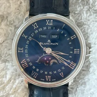 Blancpain Villeret 6654-1529-55B 40mm White gold Blue