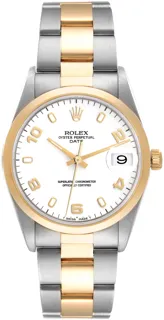 Rolex Oyster Perpetual Date 15203 Stainless steel and 18k yellow gold White