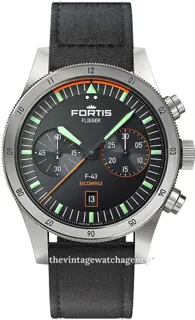 Fortis Flieger F4240005 brushed/polished steel Black