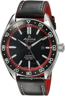 Alpina Alpiner AL-525BR5AQ6 44mm brushed/polished steel Black