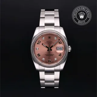 Rolex Oyster Perpetual Date 115234-0009 34mm White gold and Stainless steel Pink