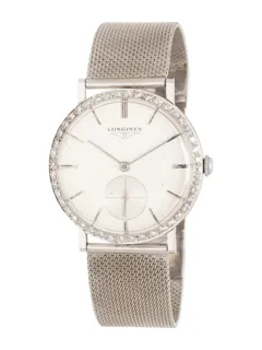 Longines 32mm 14k white gold Silver