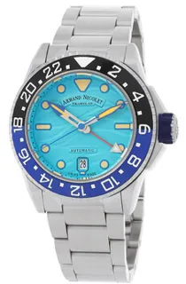 Armand Nicolet JSH GMT Automatic A487RGU-TF-MA2481AA 41mm Stainless steel Aqua