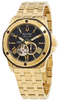 Bulova Marine Star 98A273 Stainless steel Black (Open Heart)