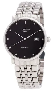 Longines Elegant L4.910.4.57.6 39mm Stainless steel Black