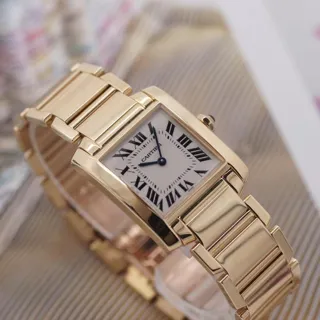 Cartier Tank Française 1821 25mm Yellow gold White