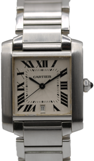 Cartier Tank Française 2302 28mm Stainless steel White