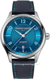 Frédérique Constant Classics FC-303RMLN5B6 42mm Brushed/polished steel Blue with luminescent arabic numerals and index markings, luminescent hands