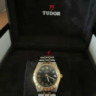 Tudor Royal 28403-0003 34mm Yellow gold and Stainless steel Black