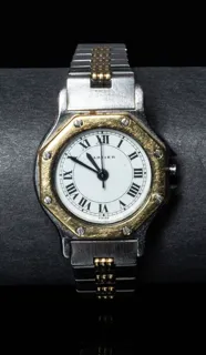 Cartier Santos 25mm Yellow gold and Stainless steel White